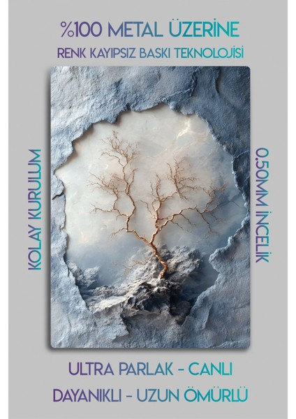 3D Kabartmalı, Parlak Çok Renkli Dekoratif Tablo, Mermer, Dal ve Ağaç Detaylarıyla modelleri