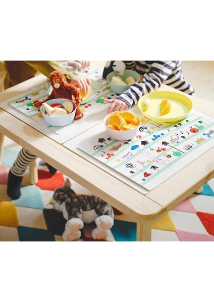 2'li Çocuk Amerikan Servisi 30X40 Cm, Desenli, Beyaz, Dayanıklı ve Şık Set