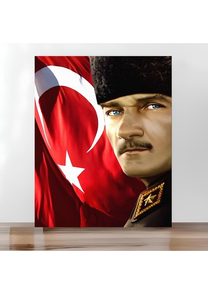 Sayılarla Boyama Tuval Seti Fırça Boya Dahil (Çıtalı) 40X50 cm - Atatürk