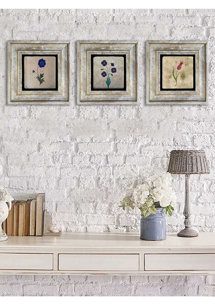 Turuncu Doğaltaş Çerçeveli 20X20 cm Duvar Dekor Seti, 3'lü Pano