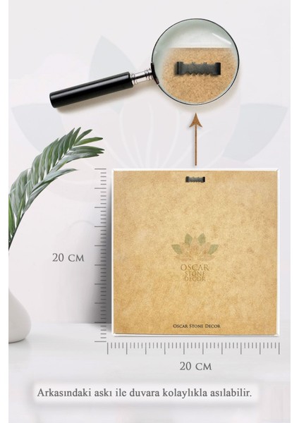 Turuncu Doğaltaş Çerçeveli 20X20 cm Duvar Dekor Seti, 3'lü Pano fırsatları