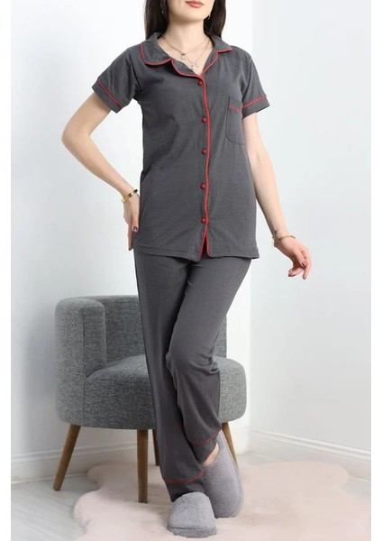 Seka Düğmeli Süprem Pijama Takımı Antrasit - 41830.1048.