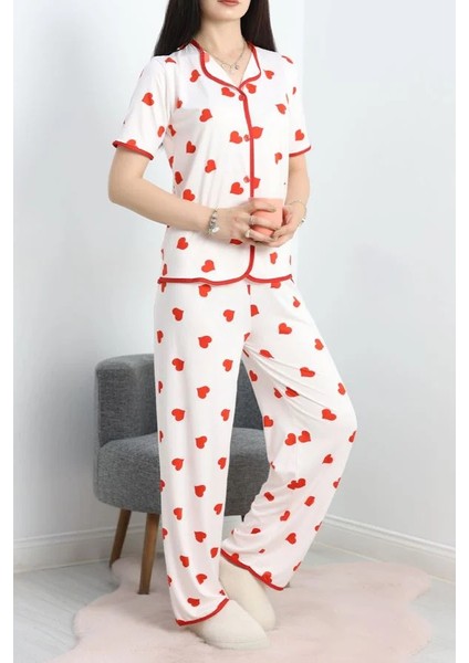 Seka Milan 3'lü Pijama Takımı Seti Beyazkırmızı - 50596.1857.