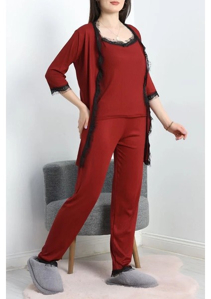 Seka Pegasus Üçlü Pijama Takımı Bordosiyah - 70044.1048.
