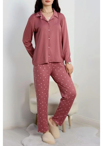Seka Milan Düğmeli Pijama Takımı Gülkurusu - 50750.1048.