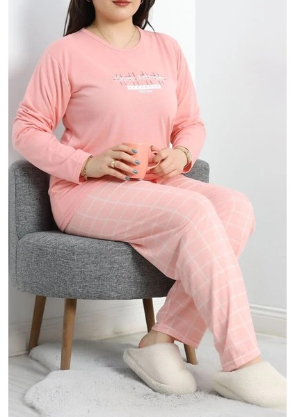 Seka Viskon Büyük Beden Pijama Takımı Koyupudra - 50727.1049.