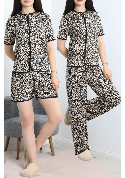 Seka Milan 3'lü Pijama Takımı Seti Leopar - 50596.1857.