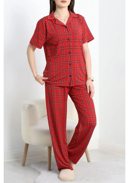 Seka Milan Kumaş Düğmeli Pijama Takımı Ekose - 750.1287.
