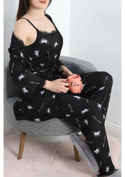 Seka Pegasus Üçlü Pijama Takımı Lilafiyonk - 66666.1287.
