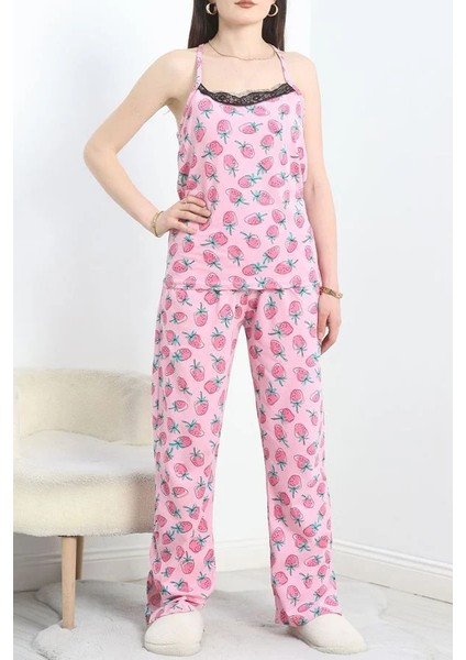 Seka Yaka Dantelli Süprem Pijama Takımı Açıkpembe - 50192.1857.