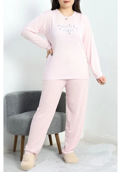 Seka Viskon Büyük Beden Pijama Takımı Pudra - 50727.1049.
