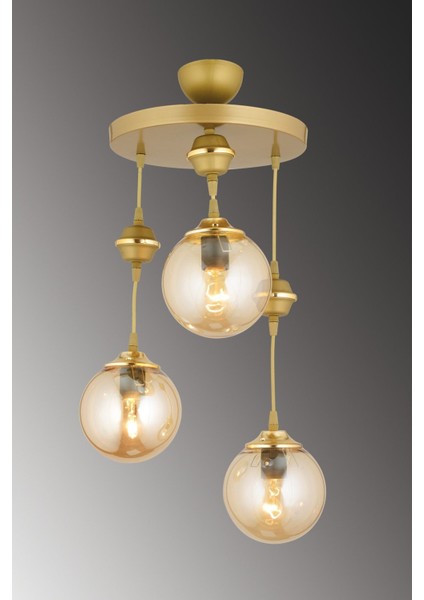 Renkli 3'lü Bal Glop Top Camlı Sarkıt Tepsi Aşağı Bakan Lüks Avize modelleri