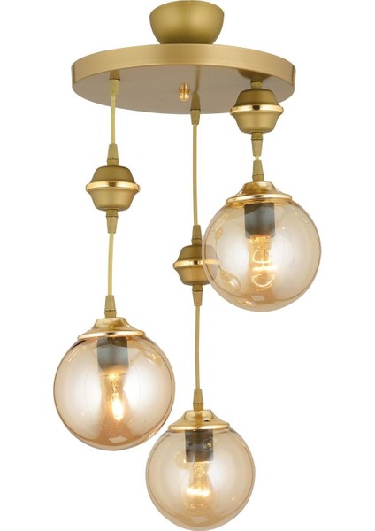 Renkli 3'lü Bal Glop Top Camlı Sarkıt Tepsi Aşağı Bakan Lüks Avize fırsatları