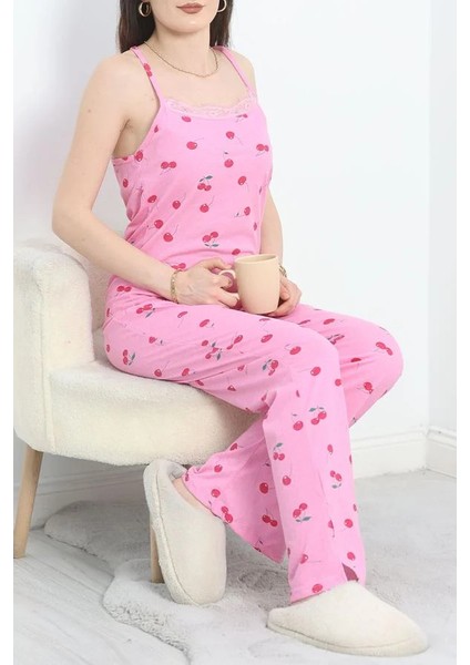 Seka Yaka Dantelli Süprem Pijama Takımı Pembekiraz - 50192.1857.