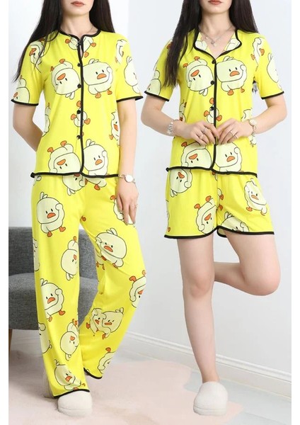 Seka Milan 3'lü Pijama Takımı Seti Sarı - 50596.1857.