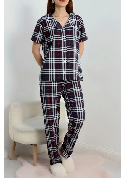 Seka Baskılı Düğmeli Pijama Takım Lacikırmızı - 50776.1773.