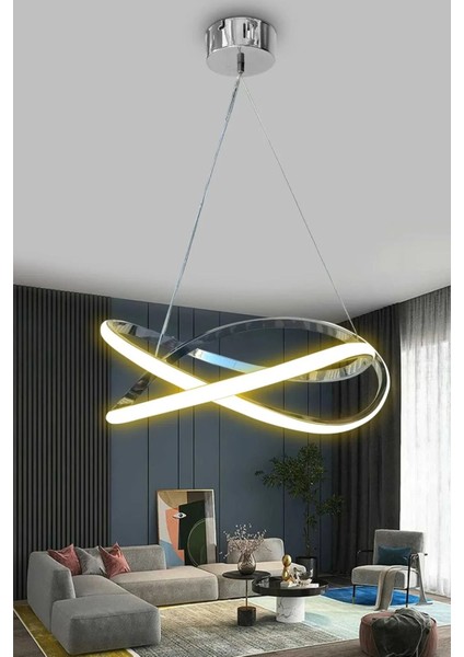 Modern Dalga Sarkıt LED Avize, Salon, Oturma Odası ve Mutfak Için Beyaz Krom Işık fiyatları