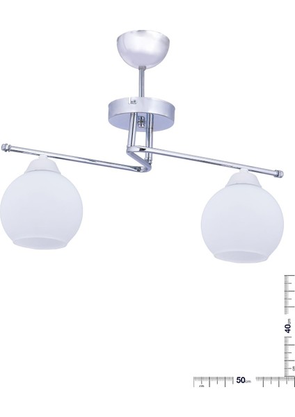 Beyaz Camlı 2'li Plafonyer Avize, Şık ve Modern Tasarım, Ev ve Ofis Dekoru Için Ideal