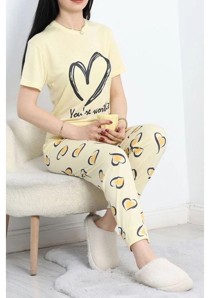 Seka Viskon Pijama Takımı Sarı - 50562.1961.