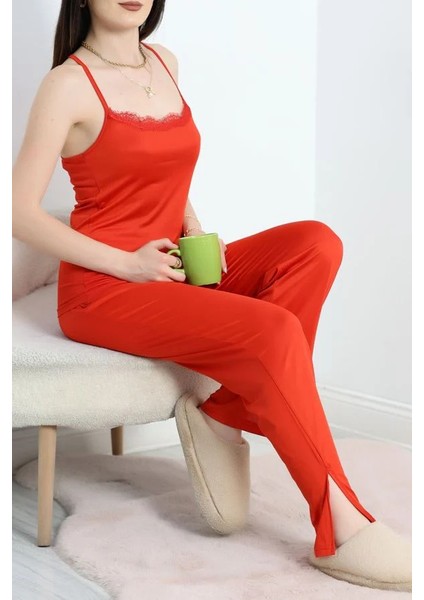 Seka Milan Ip Askılı Pijama Takım Kırmızı - 70179.1857.