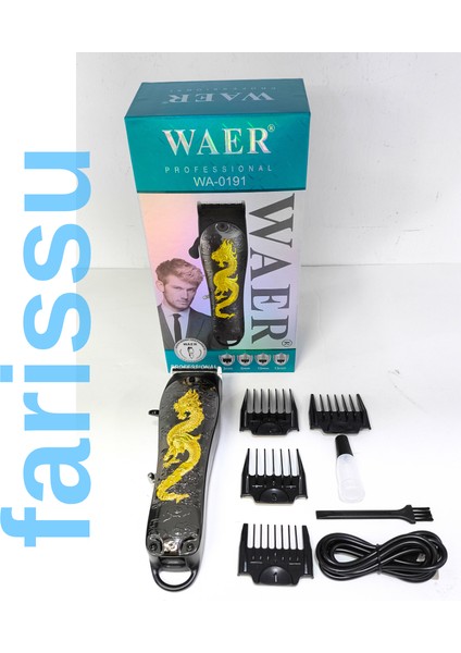Waer Profesyonel Şarjlı Saç Sakal Tıraş Makinesi - WA-0191 Altın Ejderha Tasarımlı