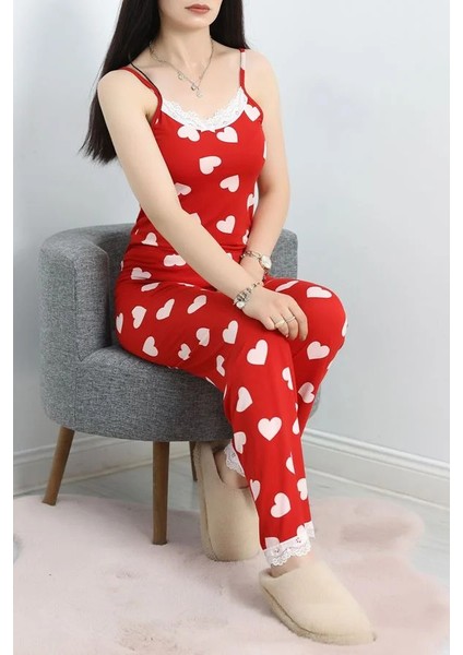 Seka Baskılı Ip Askılı Milan Pijama Takımı Beyazkalp - 320.1287.
