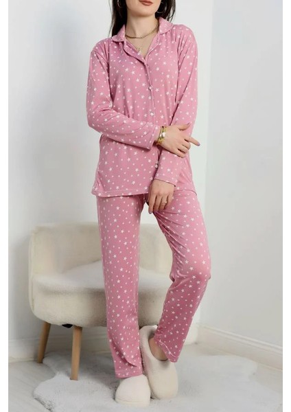 Seka Milan Düğmeli Pijama Takımı Lila - 50750.1048.