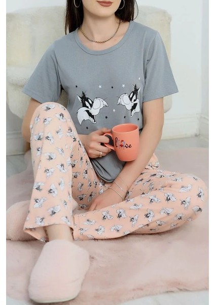 Seka Süprem Baskılı Pijama Takım Grisomon - 50774.1773.