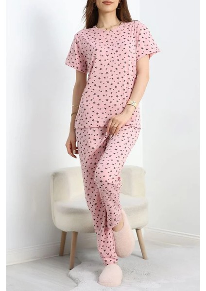 Seka Manşetli Süprem Alt Üst Aynı Pijama Takımı Pembesiyah - 50673.1961.