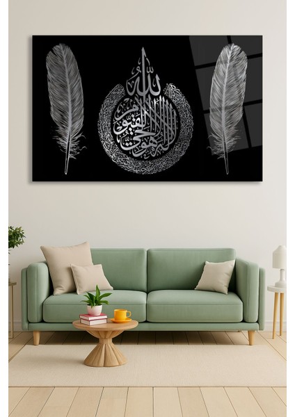 Islami Cam Tablo, Ayetler ve Tüy Desenli Büyük Duvar Dekoru, Ev ve Ofis Için modelleri