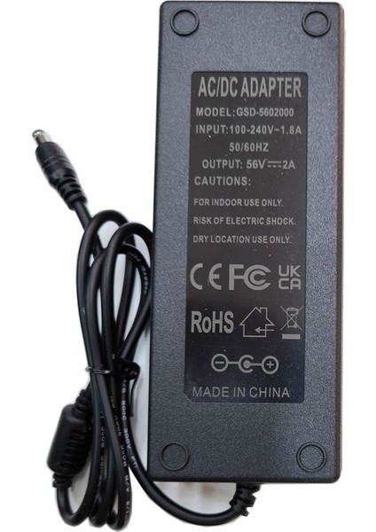 56V 2A Adaptör 5.5*2.5 mm Standart Uçlu Adaptör Ac-Dc 56V 2A Adaptör modelleri