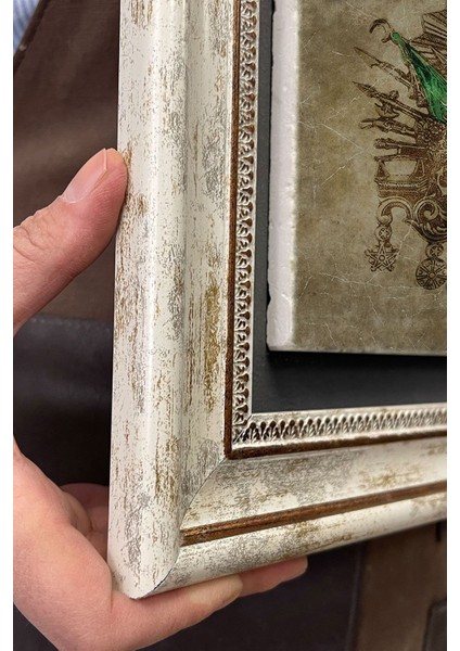 Çerçeveli Taş Duvar Tablosu Osmanlı Tuğrası Eskitme 30X30 cm Çok Renkli indirimleri