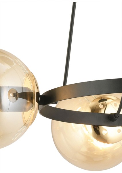 Şık Siyah 4'lü Halka Bal Glop Cam Modern Avize indirimleri