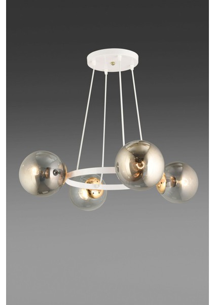 4'lü Füme Glop Camlı Modern Halka Avize, Şık ve Şık Aydınlatma Seçeneği modelleri