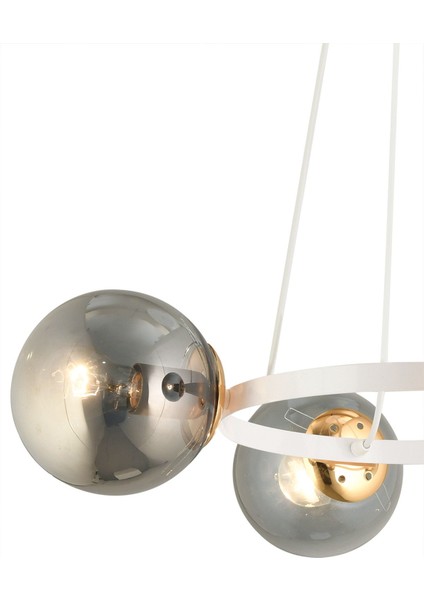 4'lü Füme Glop Camlı Modern Halka Avize, Şık ve Şık Aydınlatma Seçeneği indirimleri