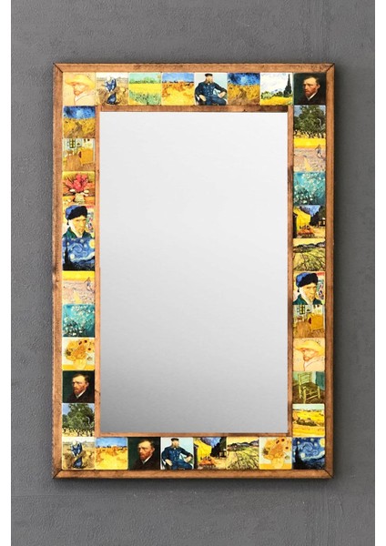 Turuncu Masif Çerçeveli Mozaik Ayna 43X63CM Dekoratif Parlak Tasarım