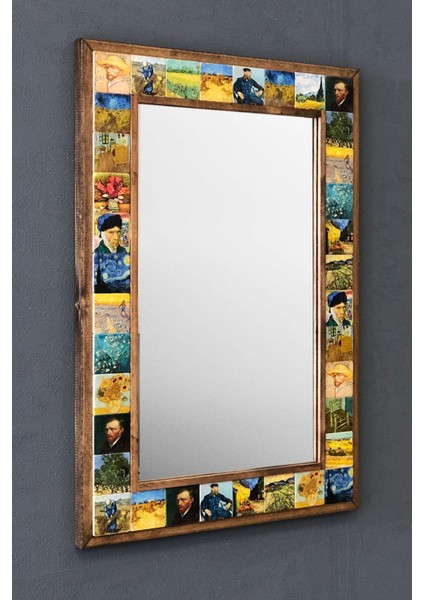 Turuncu Masif Çerçeveli Mozaik Ayna 43X63CM Dekoratif Parlak Tasarım fiyatları