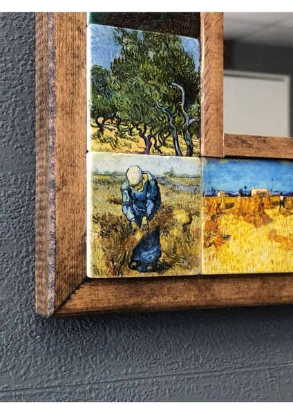 Turuncu Masif Çerçeveli Mozaik Ayna 43X63CM Dekoratif Parlak Tasarım modelleri