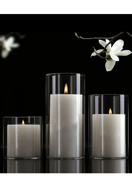 Renkli 3'lü Cam Vazo ve Mumluk Seti, Şık ve Modern Tasarım