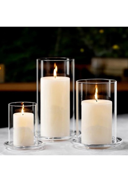 Renkli 3'lü Cam Vazo ve Mumluk Seti, Şık ve Modern Tasarım