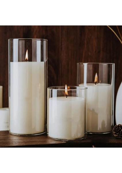 Renkli 3'lü Cam Vazo ve Mumluk Seti, Şık ve Modern Tasarım