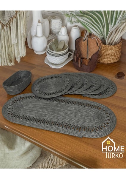 Gri Jüt Amerikan Servis Takımı ve Sunum Seti, Şık Yemek Masası Aksesuarları