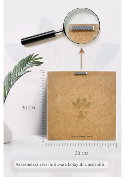 Çerçeveli Taş Duvar Dekoru, 30X30CM, 2'li Set, Yaşam ve Badem Ağacı Temalı fırsatları
