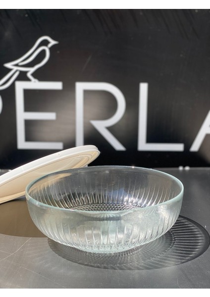 Beyaz Kapaklı Cam Kase 20 Cm, Saklama Kabı, Şık ve Kullanışlı Tasarım