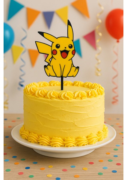 Pikachu Pasta Süsü Çocuk Doğum Günü Parti Süslemeleri Sevimli Karakter Masa Aksesuarı