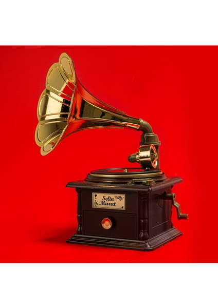 Sevgiliye Hediye Isim Yazılı Nostaljik Müzik Kutusu Gramofon