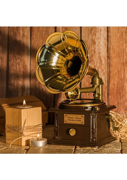 Sevgiliye Hediye Isim Yazılı Nostaljik Müzik Kutusu Gramofon indirimleri