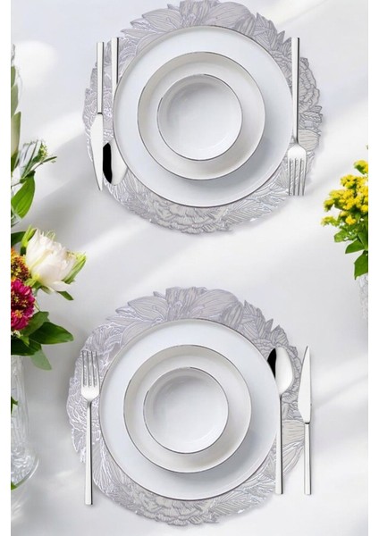 6’lı Yuvarlak Gümüş Amerikan Servisi Supla 38 Cm, Şık ve Kullanışlı Ev Aksesuarı fiyatları