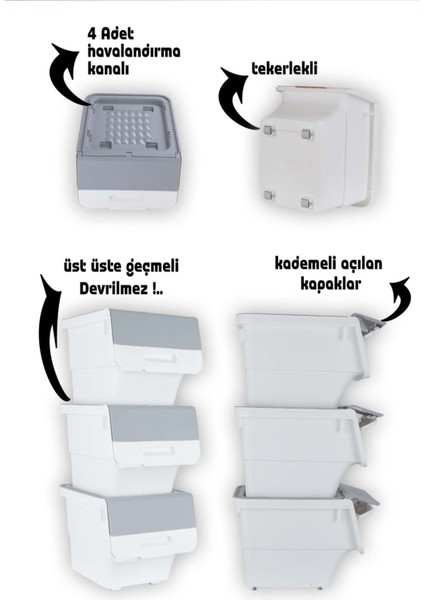 Tekerlekli 12 Lt Çok Amaçlı Organizer Kutu Patates, Soğan, Oyuncak ve Eşya Saklama fırsatları