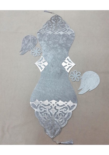 Kadife 5 Parça Masa ve Sehpa Örtüsü, Gri, Şık ve Zarif Tasarım fırsatları